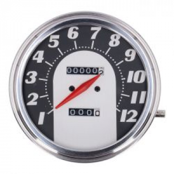 FL Tachometer, '62-67 electra face', schwarz/silber. 1:1 MPH