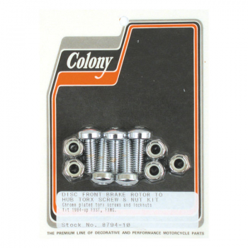 Colony, brake rotor bolt & nut kit. Flat torx