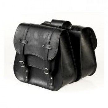 Ledrie, reinforced rigid leather saddlebag set. Throw-over