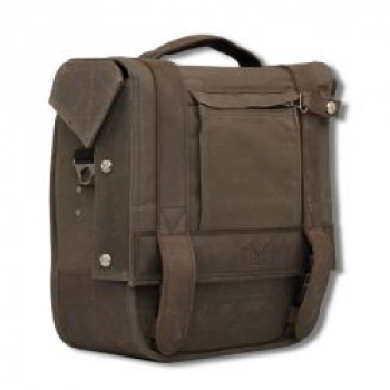 Burly, Voyager saddlebag. Dark Oak canvas