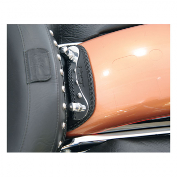 Mustang, mini fender bib. Plain with braided edges. Black