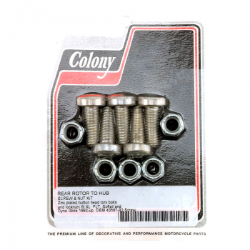 Colony, rear brake rotor bolt & nut kit. Zinc, Torx