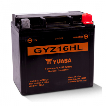Yuasa, GYZ series AGM battery GYZ16HL 12V, 16Ah, 240 CCA.