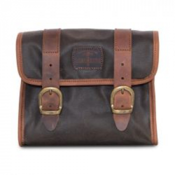 Longride, 'Mini' waxed cotton saddlebag. Khaki