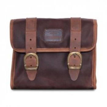 Longride, 'Mini' waxed cotton saddlebag. Marron Brown