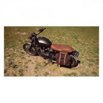 Longride, 'Old Chopper' waxed cotton saddlebag. Marron Brown