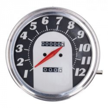 FL Tachometer, '62-67 electra face', schwarz/silber. 2:1 MPH