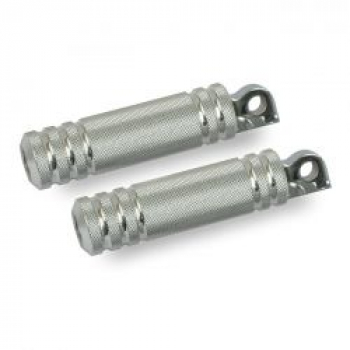 Knurled aluminum foot pegs. Small diameter. Polished