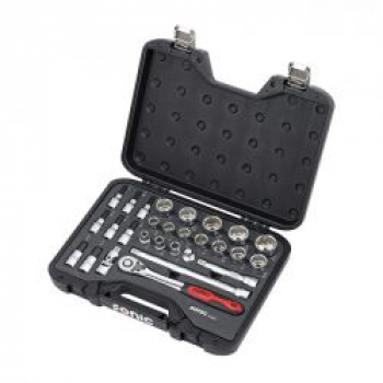 Sonic, combination socket set 1/2'', 28-piece. US/SAE sizes