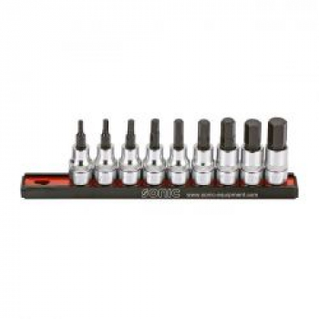 Sonic, hex bit socket rail set 3/8". 9-piece. US/SAE