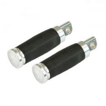 PM, Contour rubber wrapped foot pegs. Chrome