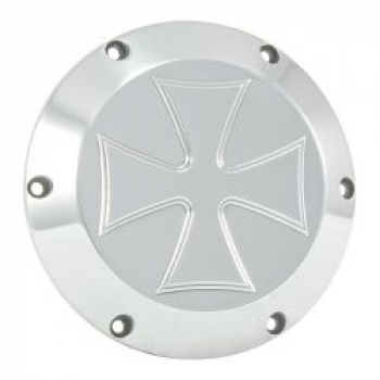 Hells Kitchen Choppers, derby cover Maltese Cross. Polished