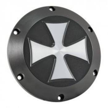 Hells Kitchen Choppers, derby cover Maltese Cross. Black