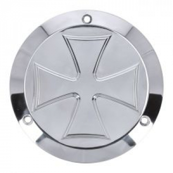 Hells Kitchen Choppers, derby cover Maltese Cross. Polished