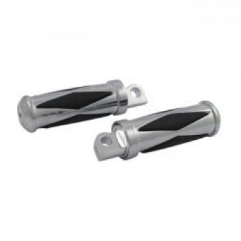 Diamond footpegs, small diameter. Male mount. Chrome