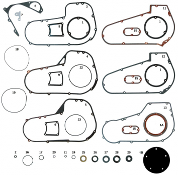 GASKETS, O-RINGS AND SEALS FOR PRIMARY ON 5 SPEED BIG TWIN LATE 1979-2006