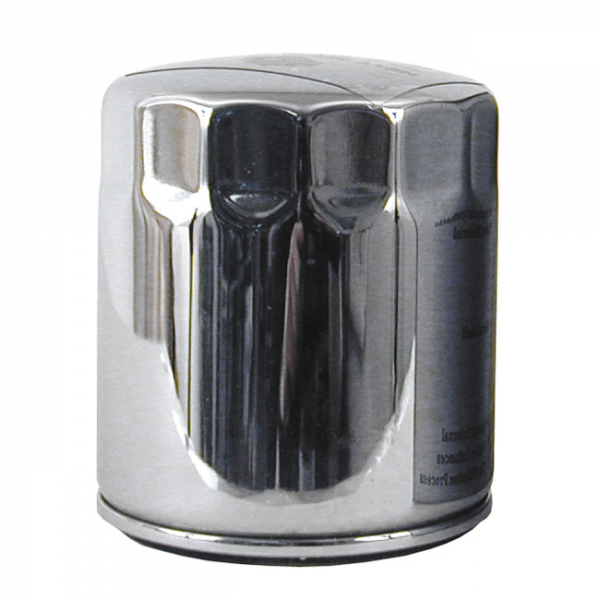 S&S, spin-on oil filter. Chrome