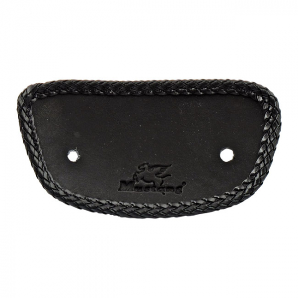 Mustang, mini fender bib. Plain with braided edges. Black