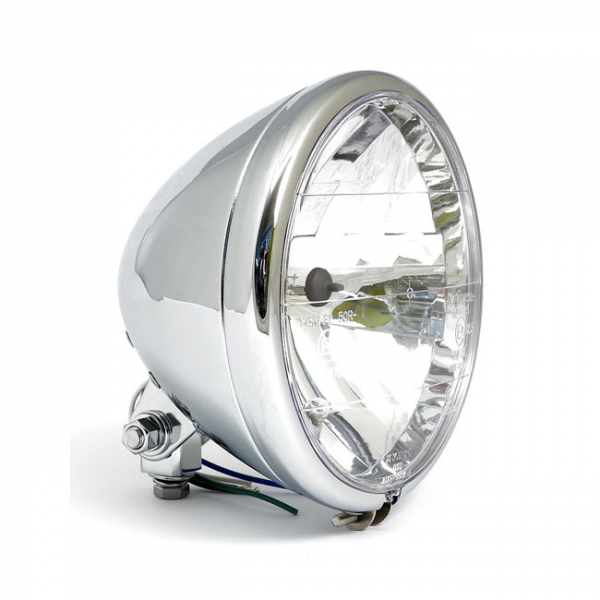 6-1/2" prismic headlamp. Bottom mount. Chrome