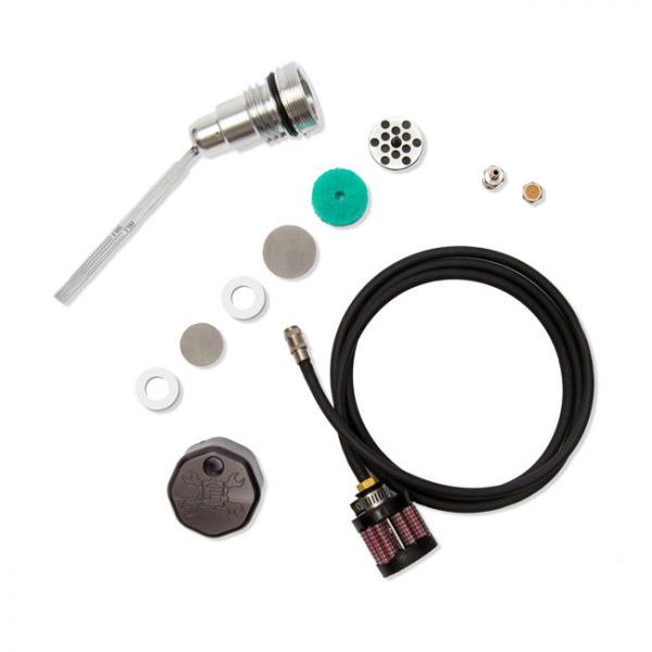 Feuling, oil tank breather kit & vented dipstick. Black cap