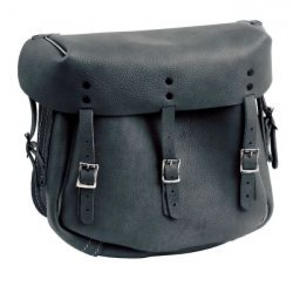 Army style leather saddlebag set. Black