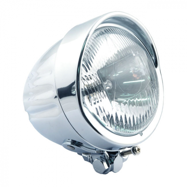 4-1/2" Ribbed bullet spotlamp. H3 55W. Chrome