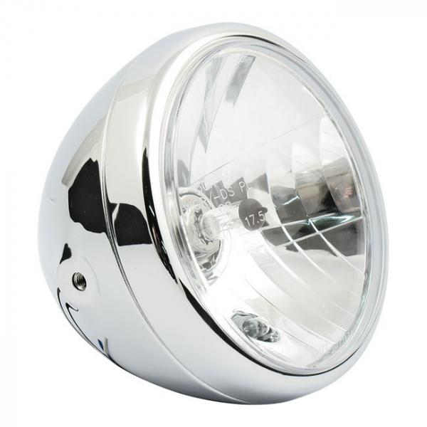 Reno 7" H4 headlamp. No halo ring. Chrome