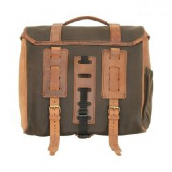 Longride, 'Classic' waxed cotton saddlebag. Khaki