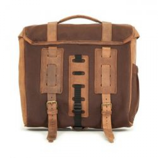 Longride, 'Classic' waxed cotton saddlebag. Marron Brown