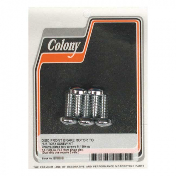 Colony, front brake rotor bolt kit. Chrome