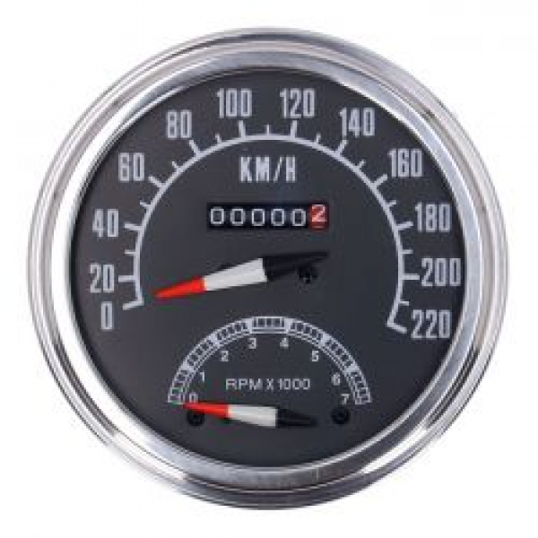 FL speedo/tachometer, '73-84 face', black. 1:1 KMH