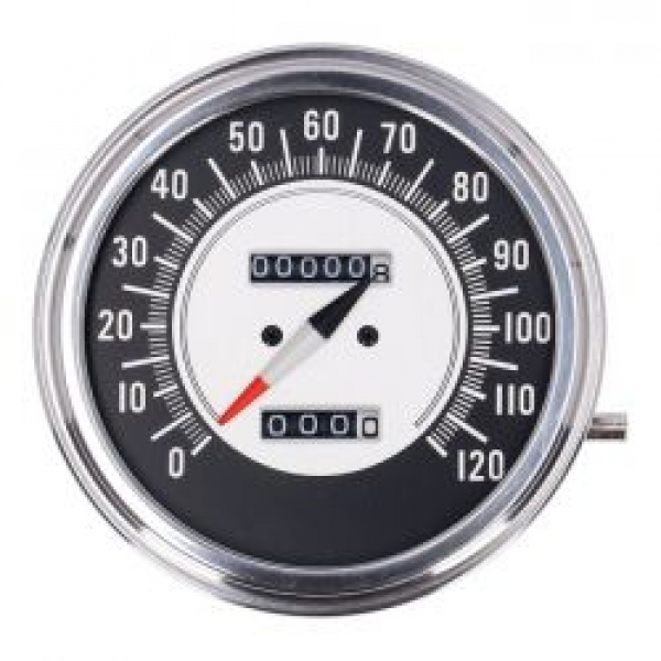 FL Tachometer, '68-72 Gesicht', schwarz/silber. 1:1 MPH