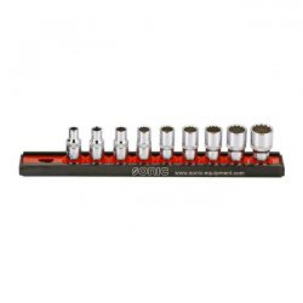 Sonic, socket rail set 1/4", 9-piece. US/SAE