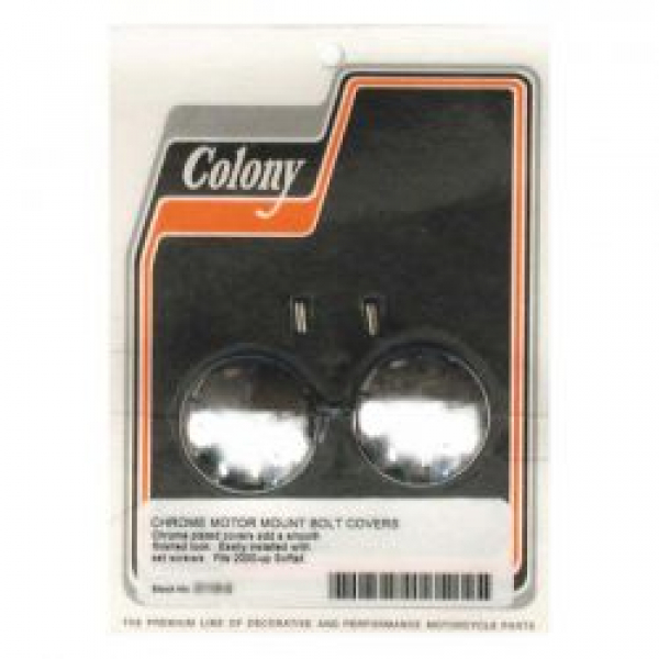 Colony, motor mount bolt covers. Chrome