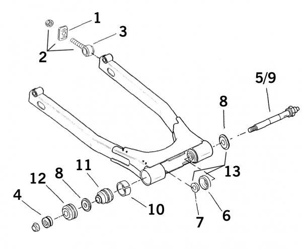 SWINGARM PARTS FOR 1980-2001 TOURING