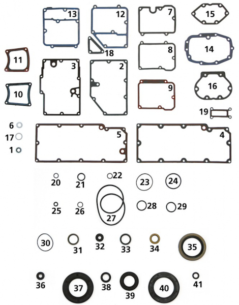 TRANSMISSION GASKET, O-RINGS AND SEALS FOR 5 SPEED BIG TWIN